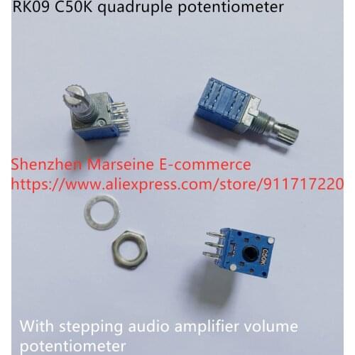 Original New 100% RK09 C50K quadruple potentiometer with stepping audio amplifier volume potentiometer (SWITCH)