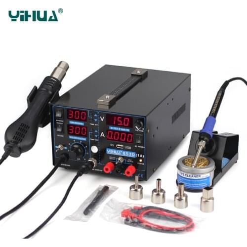 YIHUA 853D 1A USB SMD DC Power Supply Hot Air Gun Soldering Iron Rework Solder Station 110V/220V EU/US PLUG