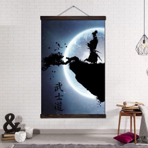 Posters and Prints Scroll Canvas Painting Wall Art Pictures Frame Wall Pictures Home Decoration Japanese Bushid planet Tree