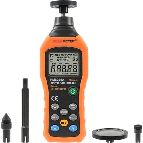 Contact Tester Professional Measuring Tool Handheld Digital Tachometer Motor Speed Gauge 50RPM-19999RPM Data Storage Portable