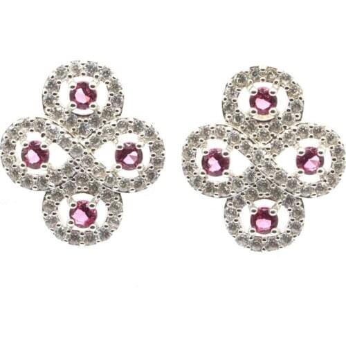 20x18mm Jazaz Stunning 5.2g Created Pink Tourmaline Blue Aqumarine Pink Kunzite CZ Daily Wear 925 Sterling Silver Earrings