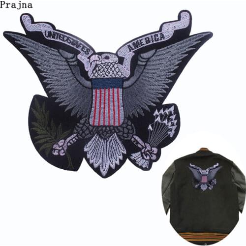 Prajna Punk Eagle Iron On Embroidery Patches Motorcycle Backpack Patches Peace & Love Biker Stickers Clothes Embroidery Jacket F
