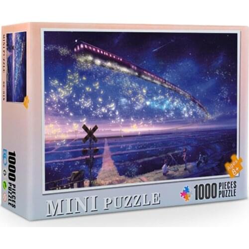 1000pcs Jigsaws Train meteor under the starry sky Scenery Photo for Family Game Children Adult Relief Stress Toy Decoration