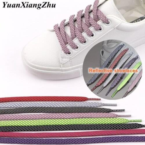 1Pair Reflective Flat Shoelaces Fluorescent Sneaker Shoestrings Sports Shoelace Running Shoes lace Adult children Shoelaces