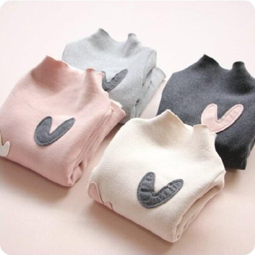 Girls Plus Velvet Thick Bottoming Shirt Half High Collar Cartoon Sweater Winter Clothing New Casual ChildrenS Clothing For Girl