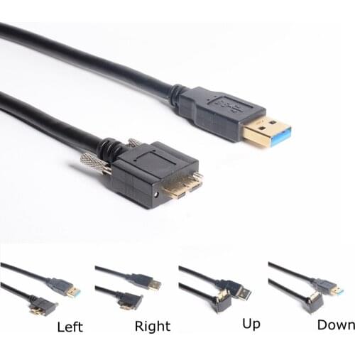 USB 3.0 A male To Micro B Cable left right up down angle 90 Degree male With Locking Screws 5Gbps 0.3m 1m 1.8m 1FT 6FT