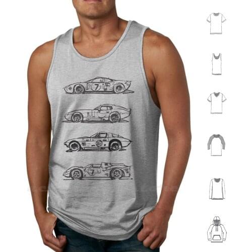 Vintage Racer Tee 2.0 Tank Tops Vest 100% Cotton Vintage Race Cars Gt40 Racing Gt40 330 Corvette 24hrs Of