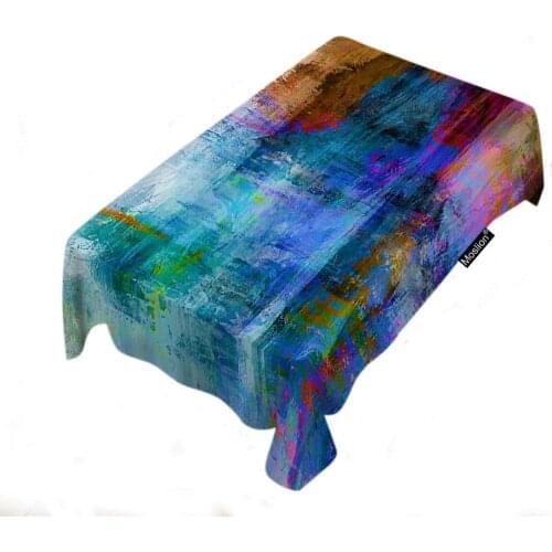 Lake Water Tablecloth Abstract Art Acrylic Vibrant Rainbow Colorful Mottled Table Cloths Polyester for Kitchen