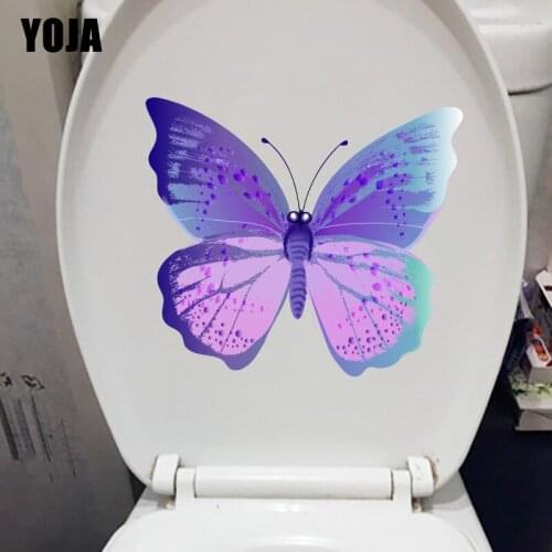 YOJA 21.4X18.6CM Watercolor Butterfly Home Room Wall Sticker WC Decoration Toilet Decal T1-2185