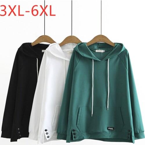 New Ladies Autumn Winter Plus Size Hoodie For Women Large Pullover Long Sleeve Cotton Green Sweatshirt Coat 3XL 4XL 5XL 6XL