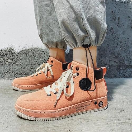 High Top PU Leather Scarpe Uomo Sport Shoes Men Running Shoes Man Sneakers Sports for Men Orange Gym Training Workout GMD-0557