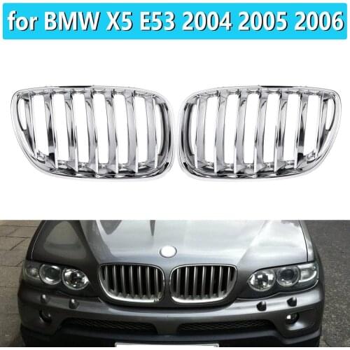 1Pair Chrome Front Hood Kidney Grills Grille Front Bumper Grille Car Styling for BMW X5 E53 2004 2005 2006
