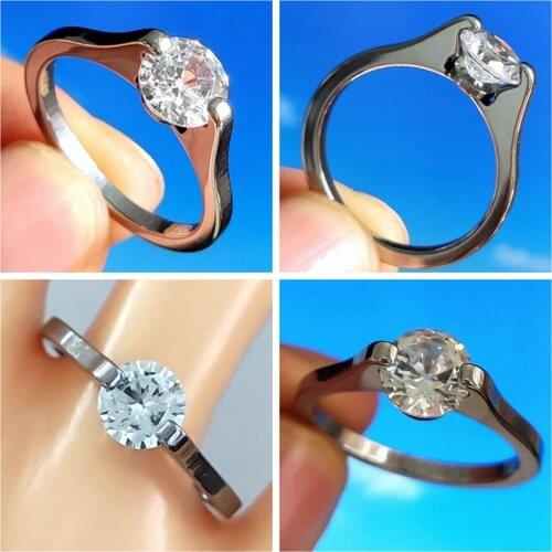 20pcs Silver Stainless Steel Zircon CZ Rings Top Quality Wedding Bride Rings For Women Gifts Lovers Jewelry Anniversary Gift