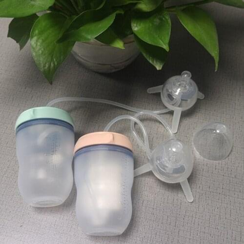 250ml Wide Mouth Handless Newborn Milk Bottle Self-Feeding Baby Bottle with Long Straw Tube Silicone Sippy Kids Cup Nursing 69HE