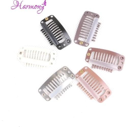 500 pieces/lot 3.2cm 9 Teeth Hair Extensions Tools / Wig Silicone Snap Clips for Hair Extensions/ I Shape Wig Clips 6 colours