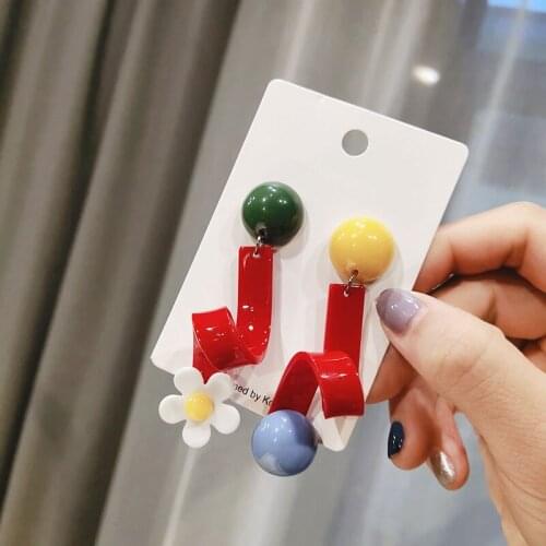 Acrylic Candy Color Earrings Design Acrylic candy-colored earrings female net red asymmetric stud earrings Earrings Party