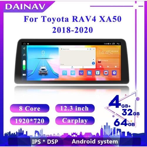 12.3 Inch For Toyota RAV4 XA50 2018-2020 Tesla Screen 128G Car Android Radio Stereo Multimedia Player GPS Navigation Head Unit