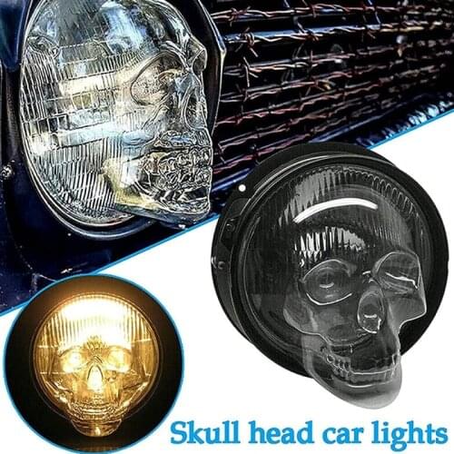 Skull Car Headlight Cover Front Fog Light Bulb Cover Replacement Headlamp Protective Shell Car Truck Decoration Accessories