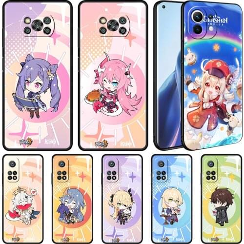 Black Soft Cover For Xiaomi Mi Poco X3 NFC 10T Pro M3 11 Note 10 Lite 9 9T F3 A2 F1 Silicone Phone Case Genshin Impact Funda Sac