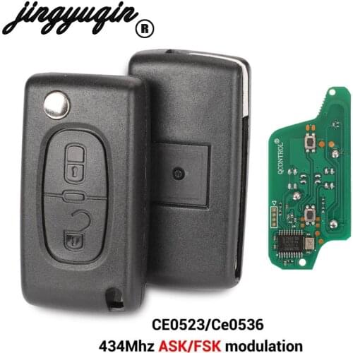 Jingyuqin 2 Buttons Remote Flip Key Folding Car Key For Peugeot 207 307 308 3008 407 433MHz PCF7961 HU83 Blade ID46 ASK CE0536