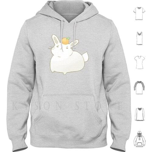 Comic Bunny Hoodies Long Sleeve White Bunny Orange Pet Rabbit Comic Silly Anime Manga Cute Kawaii