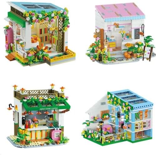 New Mini particles micro particles assembling DIY toy building blocks summer icy street view series toys for children gifts