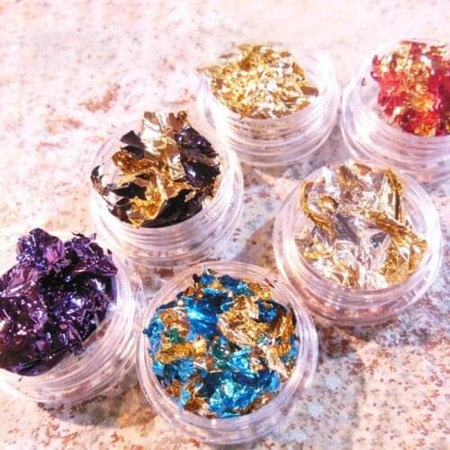 Nail Art Colorful Glitter Aluminum Foils 3D Flake Sticker UV Gel Polish Paillette Full Cover Laser DIY Manicure Tools