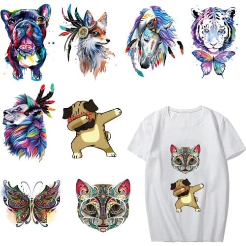 Colorful Animal Patches for Kids Clothes Heat Transfer Vinyl Iron on Dog Cat Unicorn Patch Stickers Appliqued DIY Thermal Press
