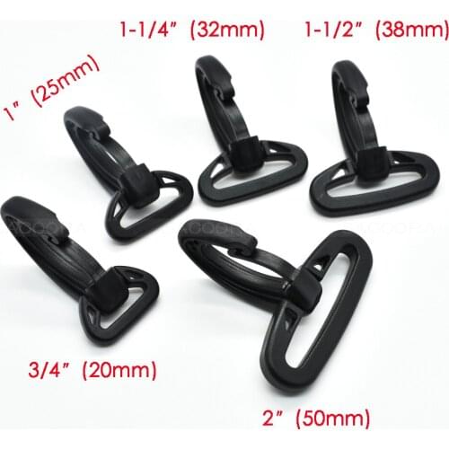 HOOK Webbing Size 20mm 25mm 32mm 38mm 50mm Heavy Duty Plastic Snap Hooks for Weave Paracord Lanyard Backpack Straps Black