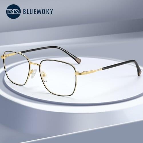 BLUEMOKY Prescription Progressive Glasses Men Alloy Square Optical Myopia Eyewear Anti Blue Light Photochromic Eyeglasses Frame