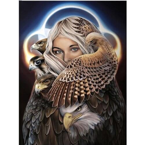 Diy,diamond painting Beauty and eagle picture rhinestone embroidery animal icon mosaic diamond round cross stitch full drillN569