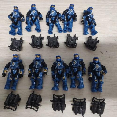Lot of 10pcs Mega Construx HALO Blue Spartan Mini figures Building Toy + 10pcs Backpacks