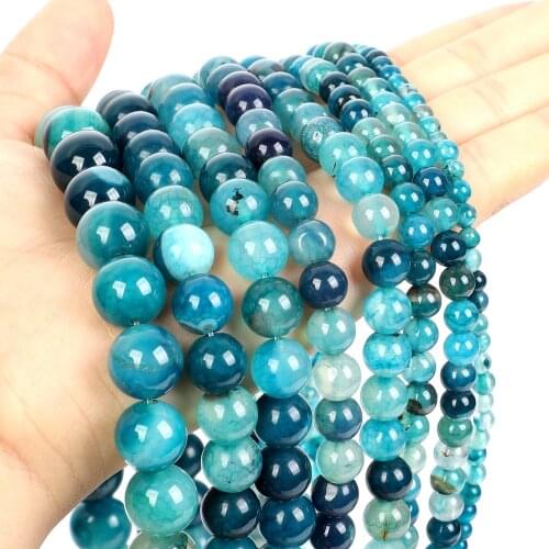 Natural Stone Teal Emeralds Cracked Onyx Agates Smooth Round Beads Charms Beads For Jewelry Making DIY 15' Strand 4/6/8/10/12MM