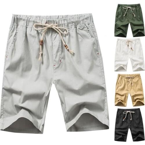 Solid Color Sports Shorts Knee Length Men Drawstring Multi Pockets Training Shorts Streetwear