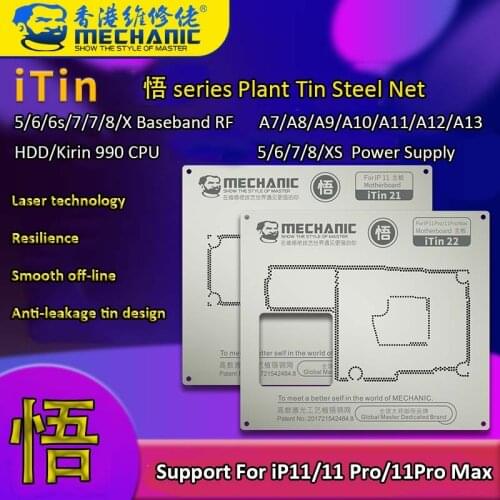Mechanic iTin Plant Tin Template For iPhone 5/5S/6/6S/6P/6SP/7/7P/X/X/XS Max Power Logic IC Steel Mesh BGA Reballing Stencil