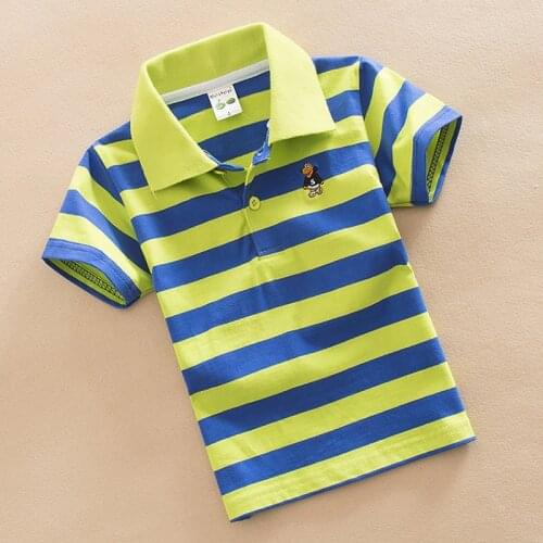 Teenagers Summer Kids Clothes Children Tops Short Sleeve Shirts Fashion Red Stripes Baby Boy Polo Shirt 2-15 Years