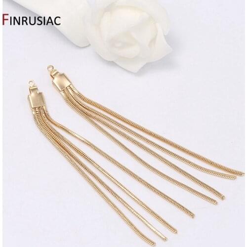 2021 New Korean Fashion Long Tassel Charm Pendant For Earrings Making 14K Real Gold Plated DIY Earrings Accessories