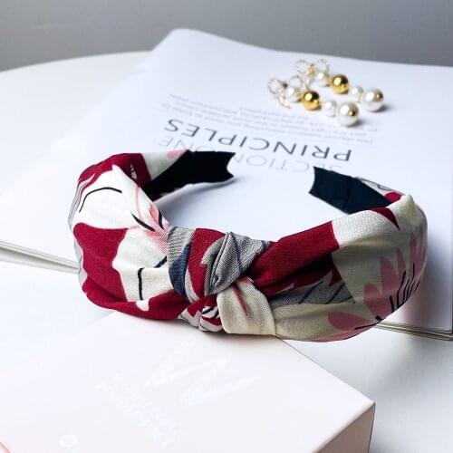 Printing Flower Knotted Hairbands for Women Flower Hair Hoop Girls Headband Make Up Hair Accessories FG046