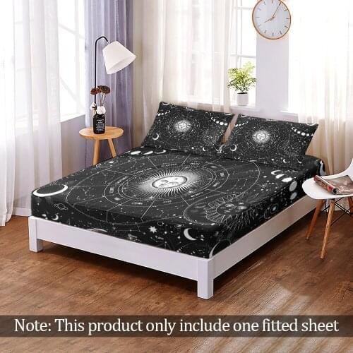 Modern Elastic Band Bed Sheet 3D Print Fashion Custom Tarot Constellation Fitted Sheet Bedroom Flat Home Decor Queen King Adult