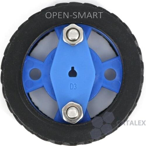 OPEN-SMART Smart Car Model 47x12mm Wearable Rubber Wheel for N20 Gear Motor - Blue + Black (2PCS)