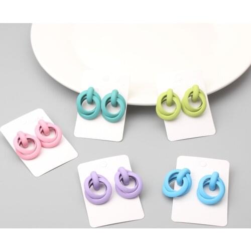 European And American Style Candy-Colored Rose Flower Earrings Geometric Twisted Minimalist Punk Earrings Circle 2021 New