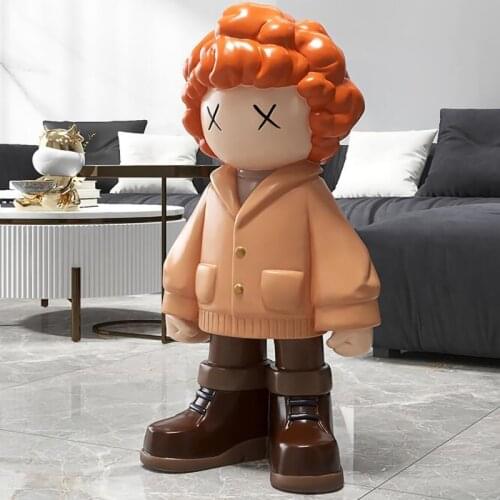 Nordic Home Decoration Fashion Doll Resin Statue Modern Cartoon Art Large Floor Sculpture Shop Ornaments Figurine Popular Crafts