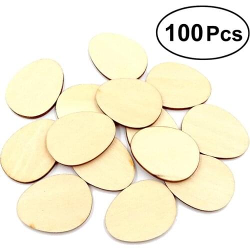 100pcs 40mm Unfinished Lime Wood Version Egg Shape Painted Decoration for Craft DIY Projects