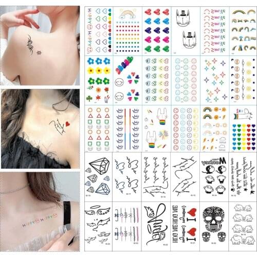 Temporary Tattoo Stickers Waterproof Lasting Color Stickers Cute Smile Expression Human Body Art Supplies General Tattoo Tools