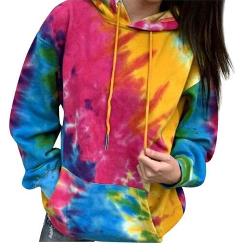 NONE Womens Clothing womens sweatshirts Plus Size Tie-Dye Printed Gradient Unisex Pullover sweatshirt womens sweatshirts
