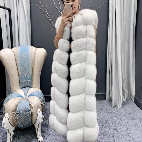 Real Fox Fur Long Vest Women Plus Size Plush Natural Fur Vests Sleeveless Female Winter Girls Real Natural Fur Jacket 2021