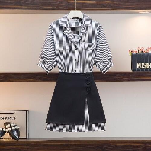 Summer Costumes For Women Office Lady A-line Skirt Set Slim High Waist Two Piece Outfits Pastel Chic Summer Costumes For Women