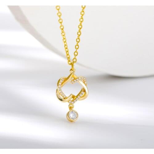Heart Necklaces For Women Stainless Steel Gold Zircon Double Heart Pendant Necklace Lover Choker Boho Jewelry Gift Bijoux Femme