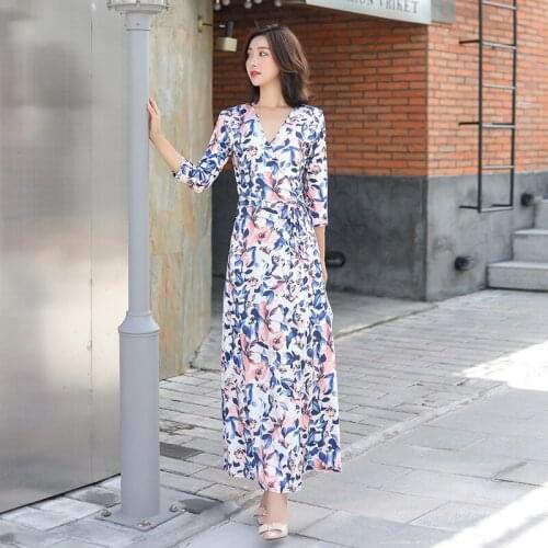 2021 Plus Size Print Summer Dress Evening Long Vintage Dress Party Oversize Short Sleeve Beach Women Dresses Robe Vestido Prom
