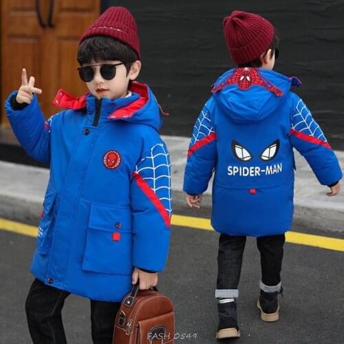 Winter SpiderMan childrensThick cotton coat coat 2021 new boys and girls childrens cotton padded childrens Hooded Jacket